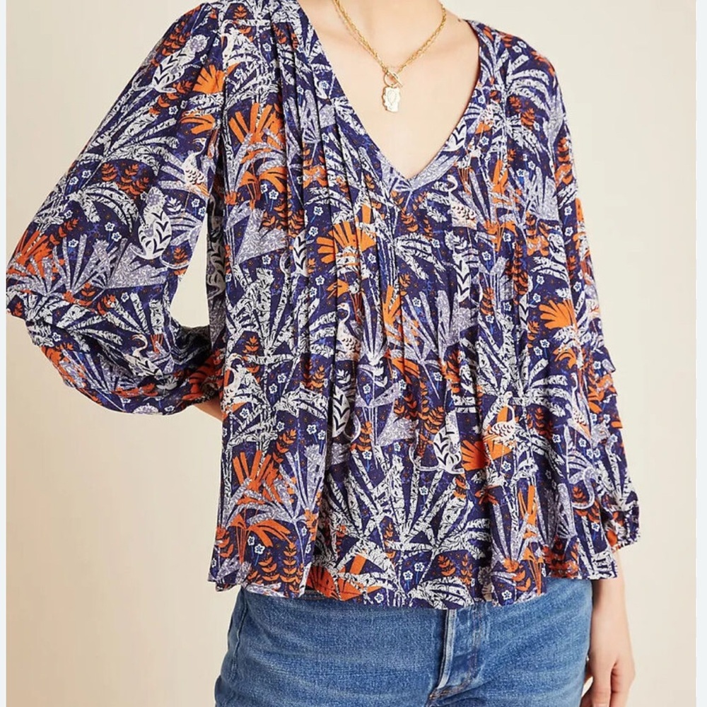Anthropologie Maeve Cathy Pleated Blouse NWT